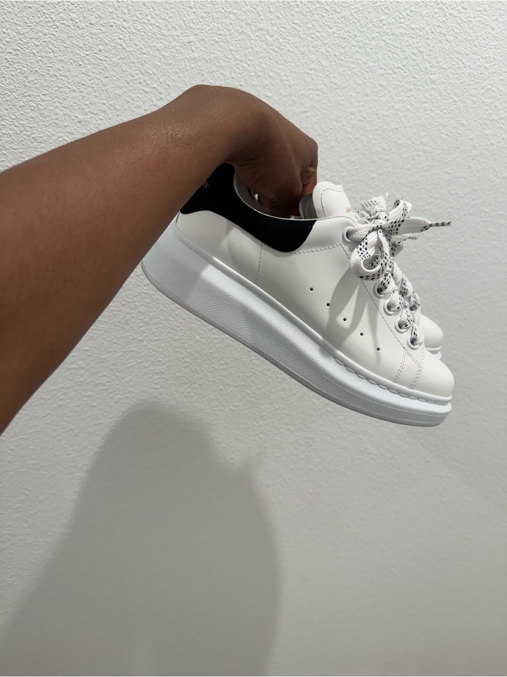 Alexander McQueen White Sneakers with Black Heel Tab